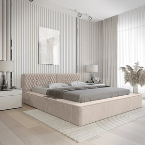 Trae Mobler Azurro 140 x 200 cm Gestoffeerd Bed Beige