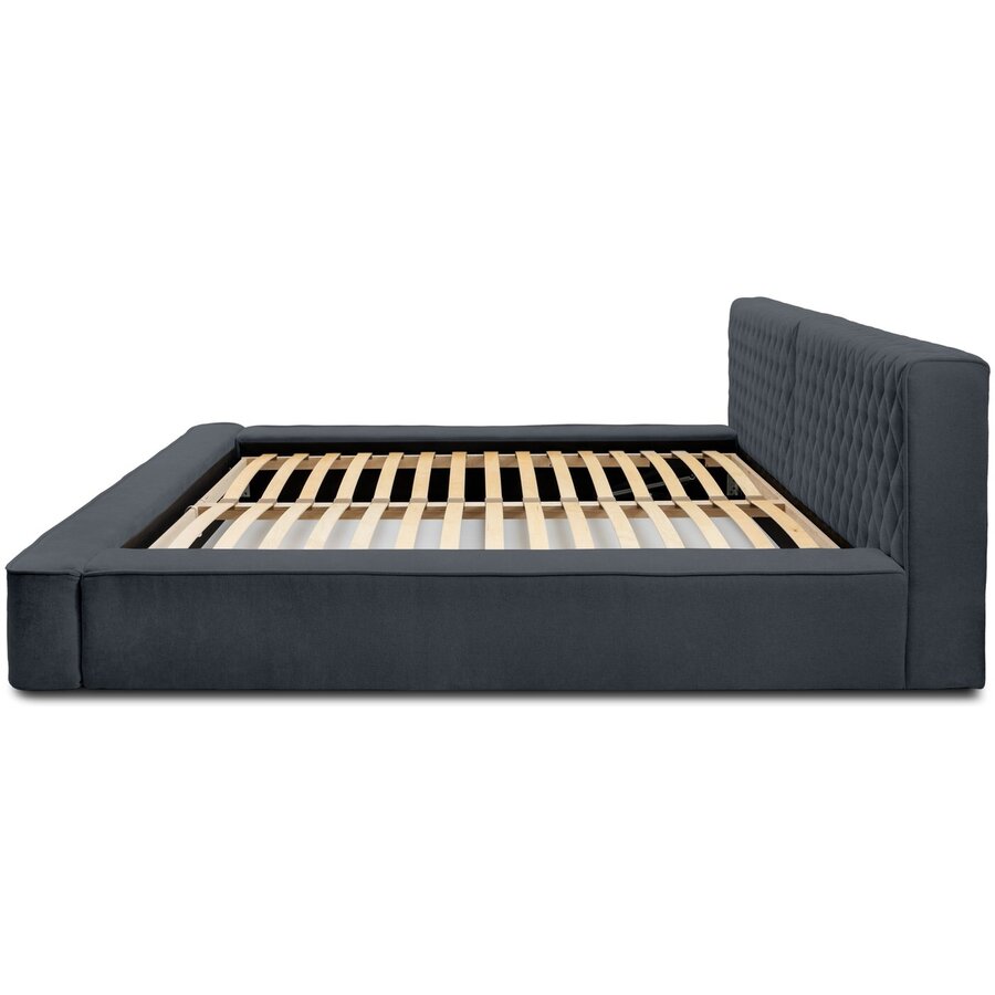 Azurro 160 x 200 cm Gestoffeerd Bed Donkerblauw Azurro 160 x 200 cm Gestoffeerd Bed Donkerblauw