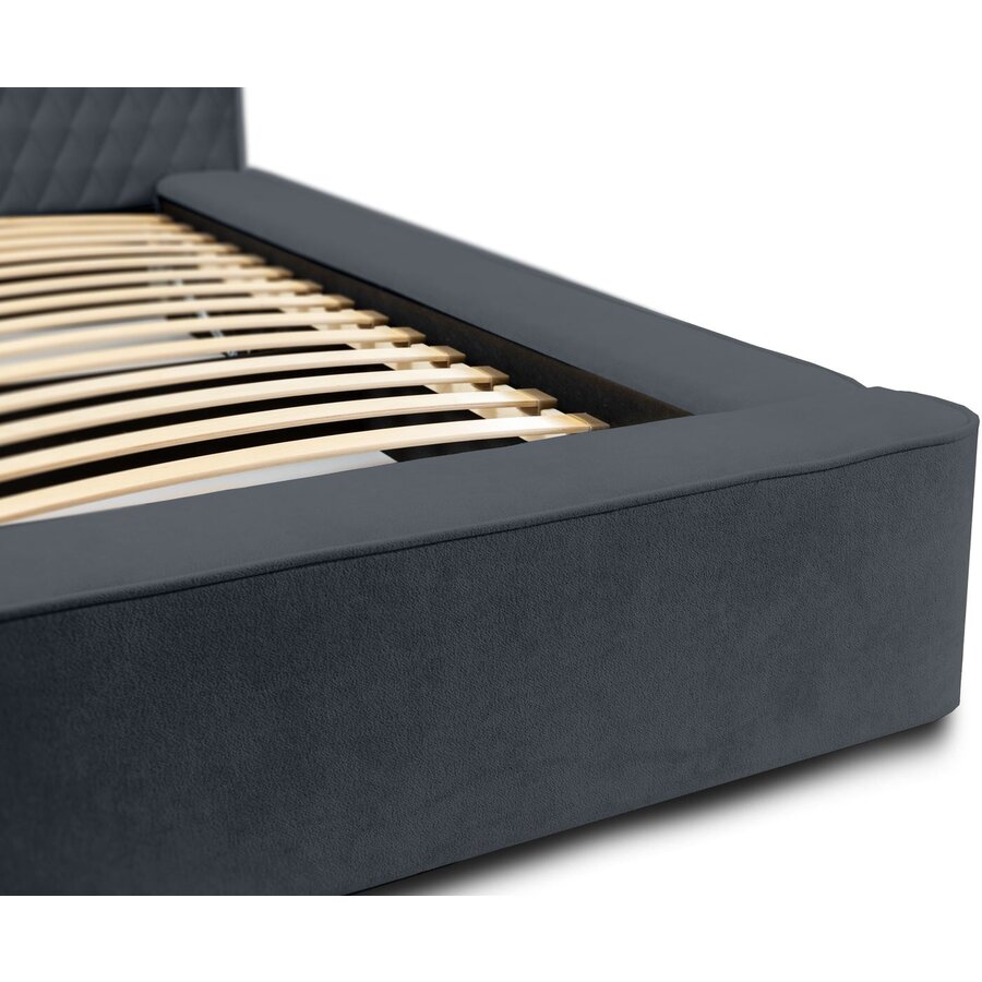 Azurro 160 x 200 cm Gestoffeerd Bed Donkerblauw Azurro 160 x 200 cm Gestoffeerd Bed Donkerblauw