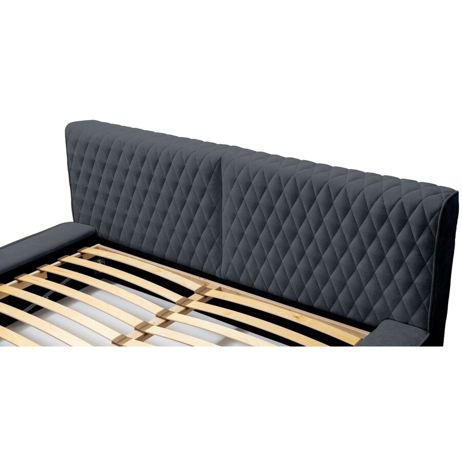 Azurro 160 x 200 cm Gestoffeerd Bed Donkerblauw Azurro 160 x 200 cm Gestoffeerd Bed Donkerblauw
