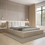 Trae Mobler Grace 160 x 200 cm Gestoffeerd Bed Beige Trae Mobler Grace 160 x 200 cm Gestoffeerd Bed Beige
