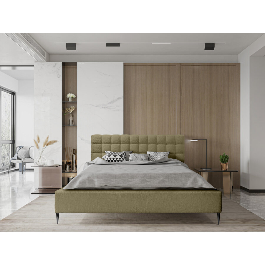 Millo 140 x 200 cm Gestoffeerd Bed Olijfgroen Millo 140 x 200 cm Gestoffeerd Bed Olijfgroen
