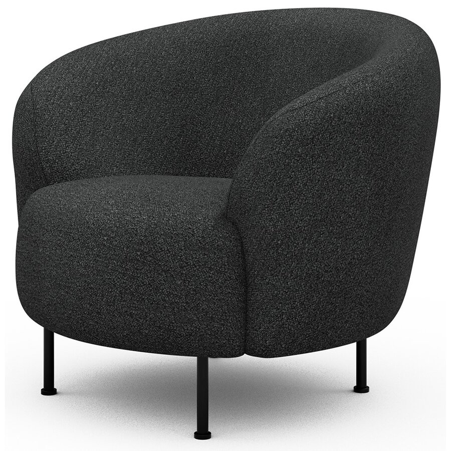 Gran Fauteuil Houtskool Zwart Bouclé Cirkel-Poot Gran Fauteuil Houtskool Zwart Bouclé Cirkel-Poot