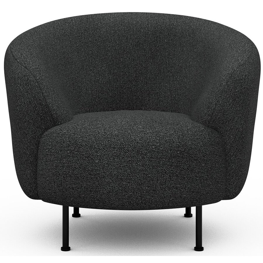 Gran Fauteuil Houtskool Zwart Bouclé Cirkel-Poot Gran Fauteuil Houtskool Zwart Bouclé Cirkel-Poot