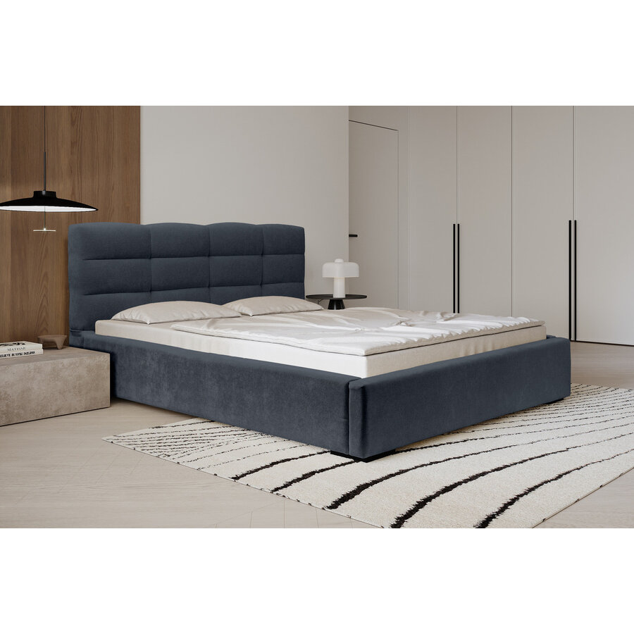 Faro 180 x 200 cm Gestoffeerd Bed Donkerblauw