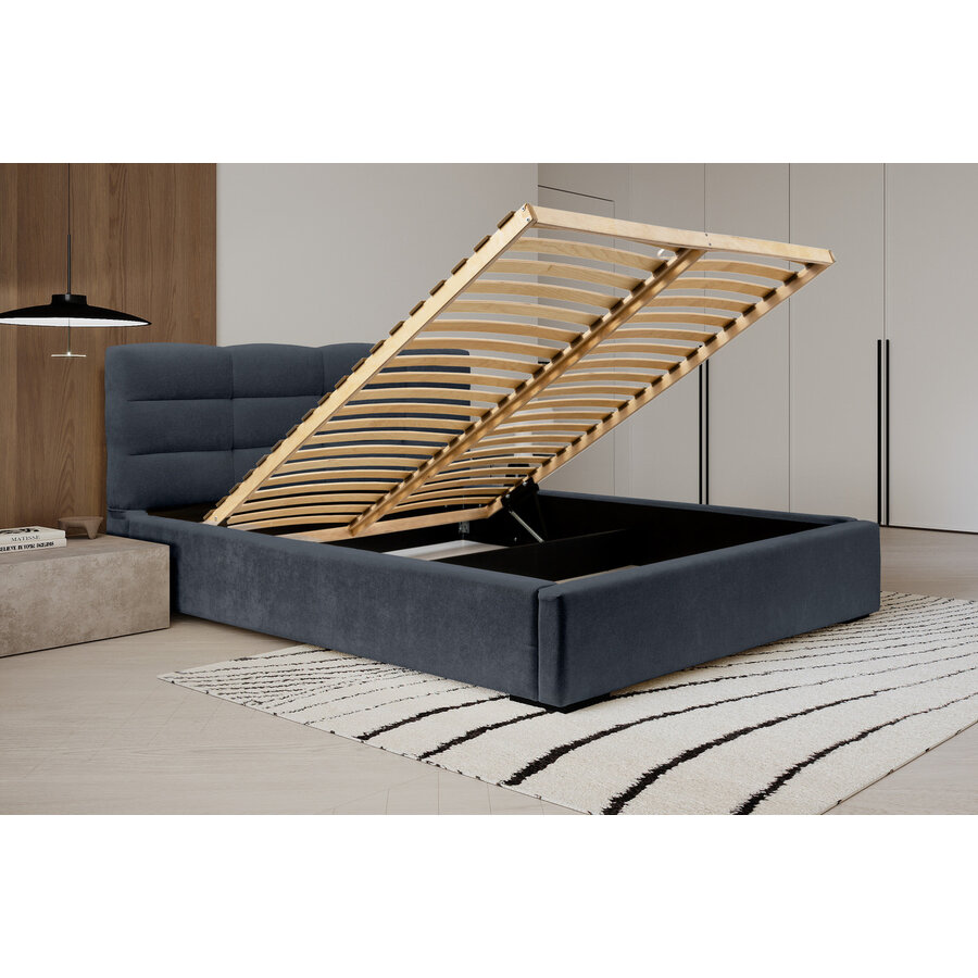 Faro 140 x 200 cm Gestoffeerd Bed Donkerblauw Faro 140 x 200 cm Gestoffeerd Bed Donkerblauw