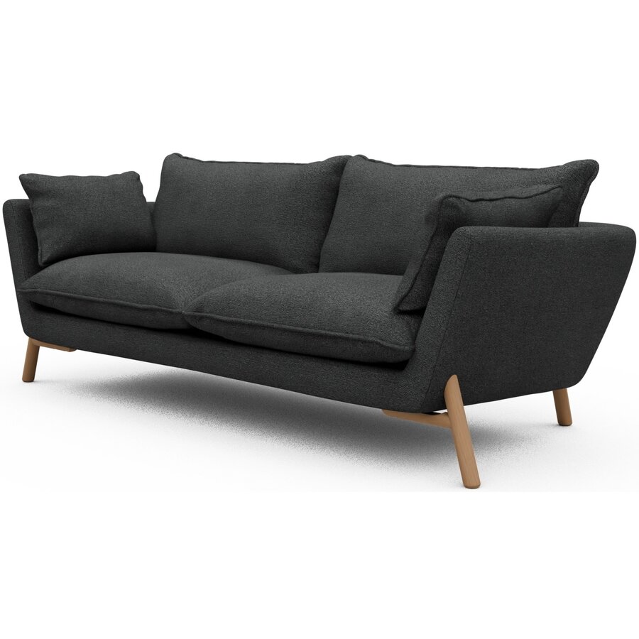Hasle 3-zits Bank Houtskool Zwart Bouclé / Eiken Hasle 3-zits Bank Houtskool Zwart Bouclé / Eiken
