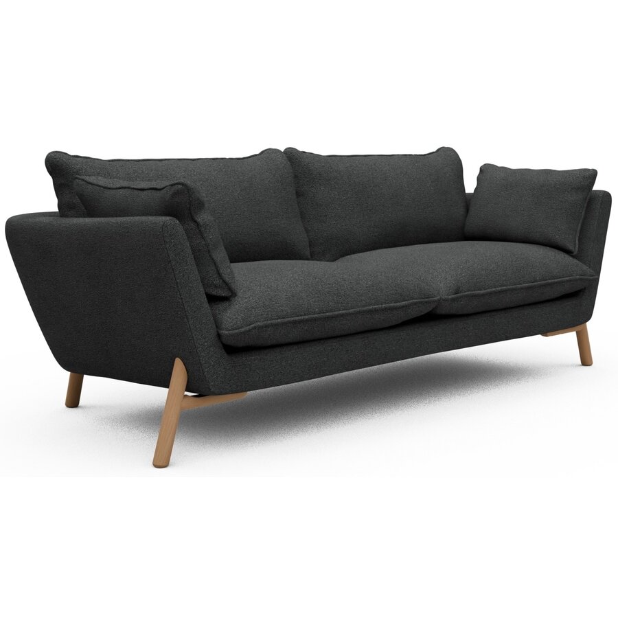 Hasle 3-zits Bank Houtskool Zwart Bouclé / Eiken Hasle 3-zits Bank Houtskool Zwart Bouclé / Eiken