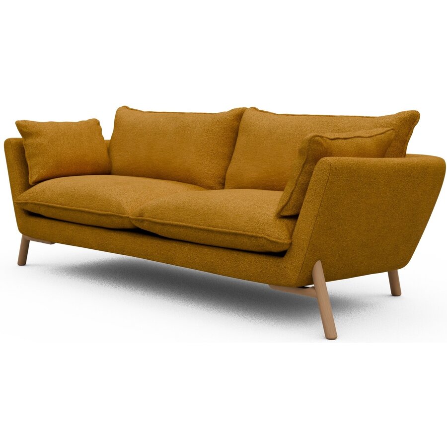Hasle 3-zits Bank Oker Bouclé / Eiken Hasle 3-zits Bank Oker Bouclé / Eiken