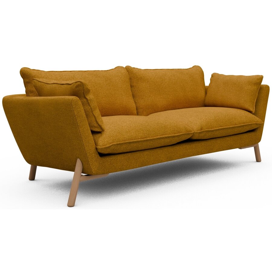 Hasle 3-zits Bank Oker Bouclé / Eiken Hasle 3-zits Bank Oker Bouclé / Eiken