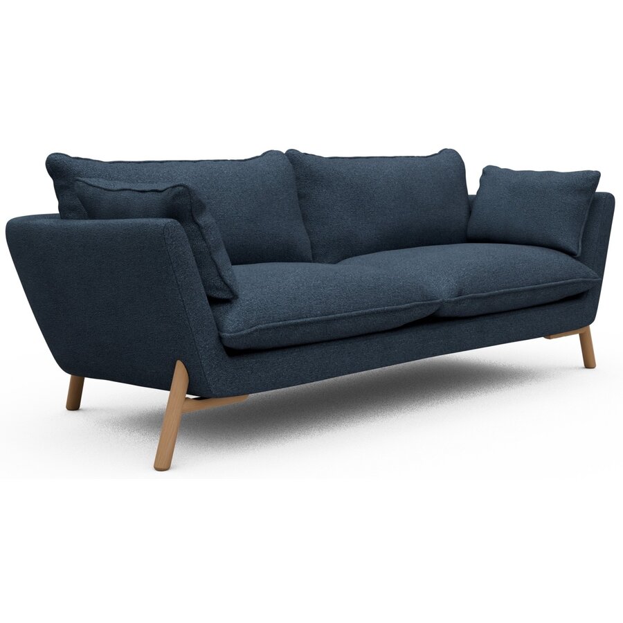 Hasle 3-zits Bank Blauw Bouclé / Eiken Hasle 3-zits Bank Blauw Bouclé / Eiken