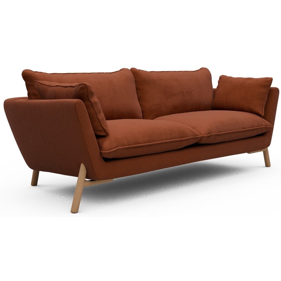 Hasle 3-zits Bank Oranje Corduroy / Eiken Hasle 3-zits Bank Oranje Corduroy / Eiken