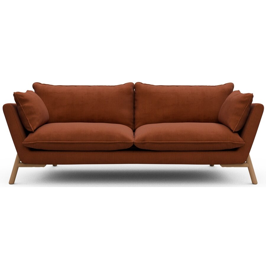 Hasle 3-zits Bank Oranje Corduroy / Eiken Hasle 3-zits Bank Oranje Corduroy / Eiken