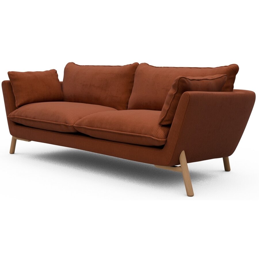 Hasle 3-zits Bank Oranje Corduroy / Eiken Hasle 3-zits Bank Oranje Corduroy / Eiken
