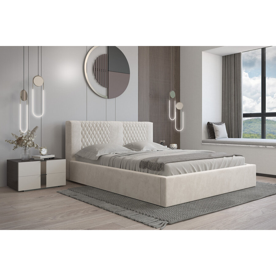 Montana 180 x 200 cm Gestoffeerd Bed Beige Montana 180 x 200 cm Gestoffeerd Bed Beige