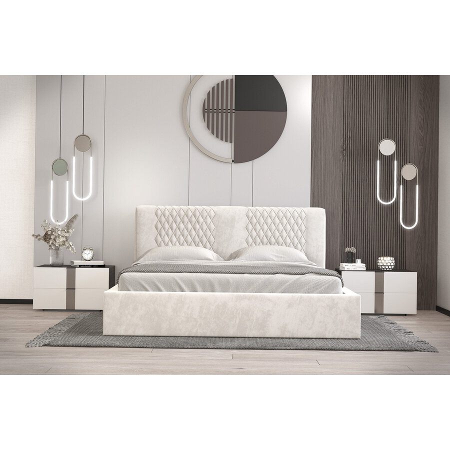 Montana 180 x 200 cm Gestoffeerd Bed Beige Montana 180 x 200 cm Gestoffeerd Bed Beige