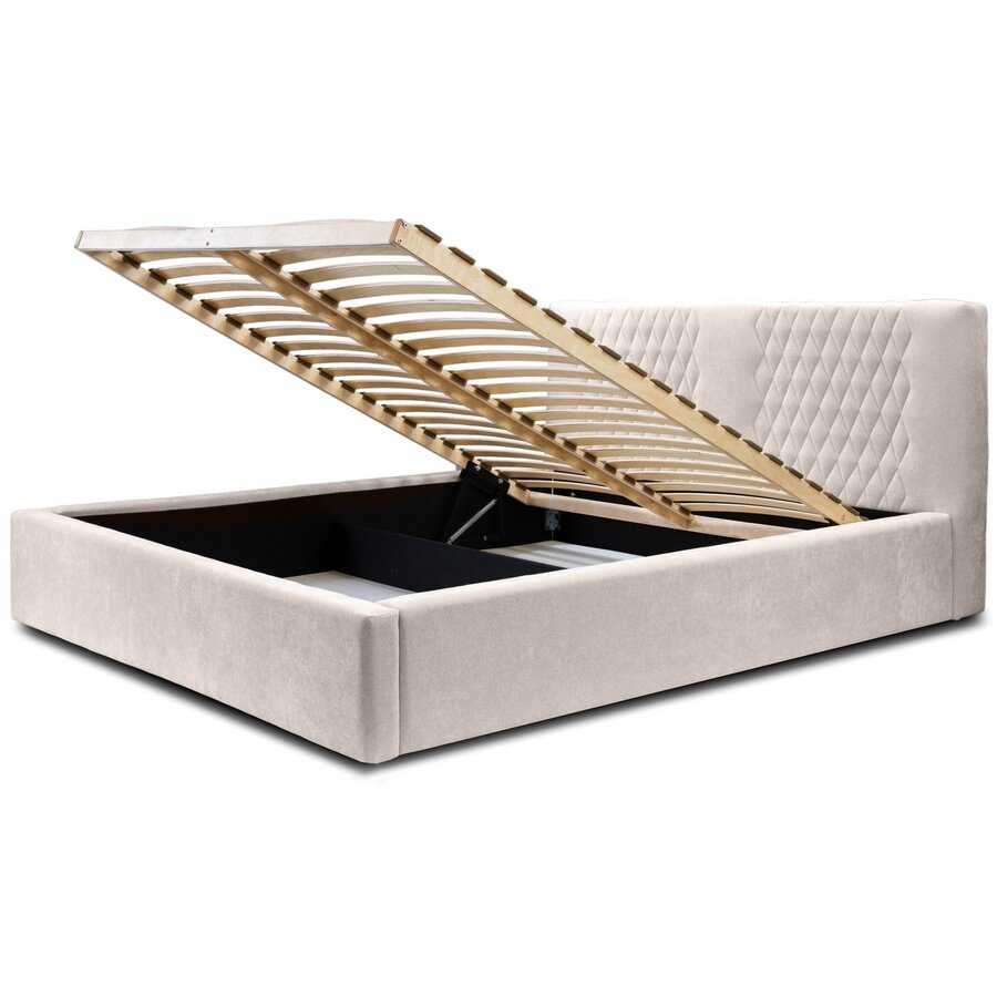 Montana 160 x 200 cm Gestoffeerd Bed Beige Montana 160 x 200 cm Gestoffeerd Bed Beige