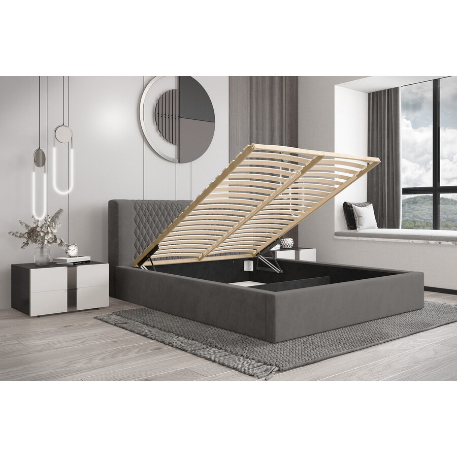 Montana 180 x 200 cm Gestoffeerd Bed Donkergrijs Montana 180 x 200 cm Gestoffeerd Bed Donkergrijs