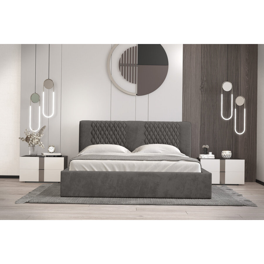 Montana 180 x 200 cm Gestoffeerd Bed Donkergrijs Montana 180 x 200 cm Gestoffeerd Bed Donkergrijs