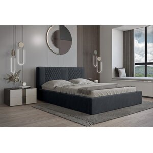 Trae Mobler Montana 140 x 200 cm Gestoffeerd Bed Donkerblauw