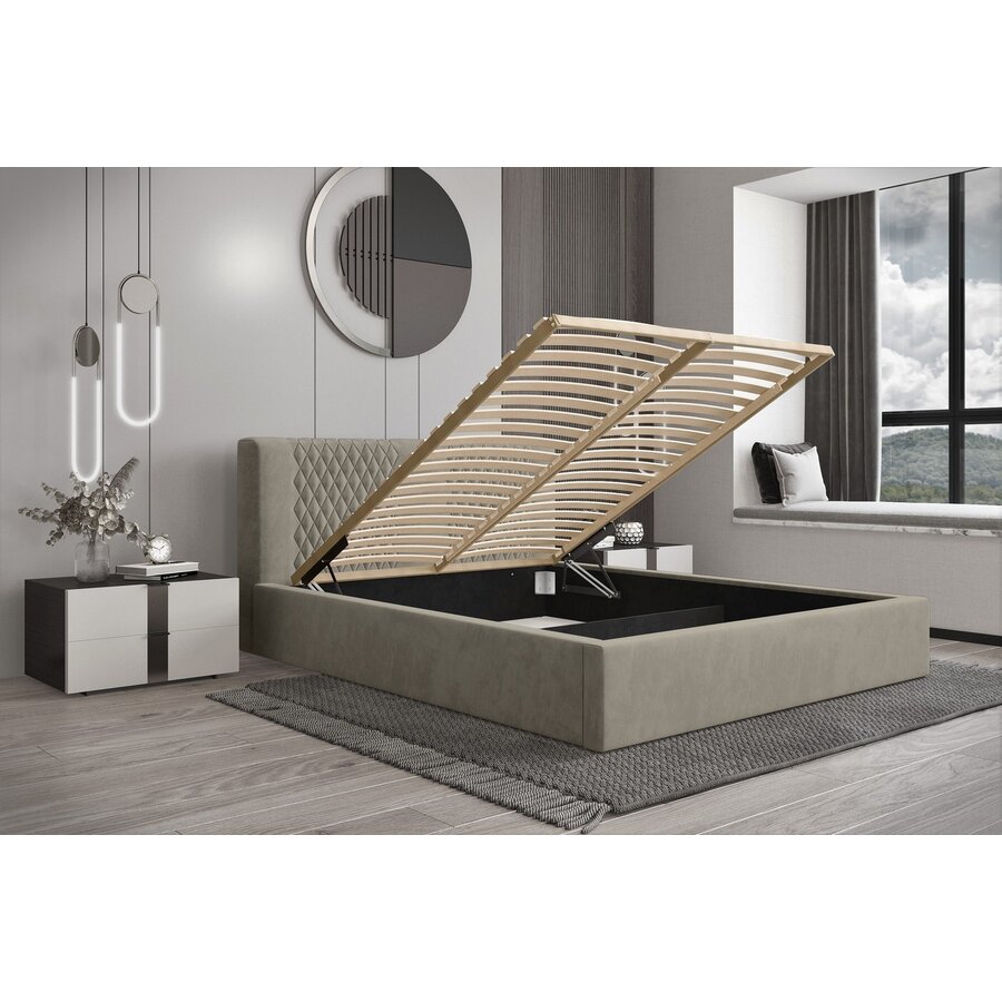 Montana 160 x 200 cm Gestoffeerd Bed Taupe Montana 160 x 200 cm Gestoffeerd Bed Taupe