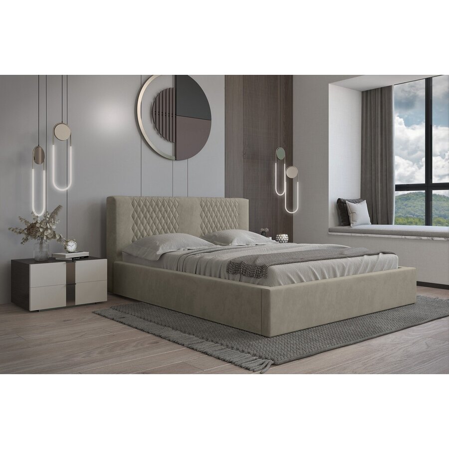 Montana 140 x 200 cm Gestoffeerd Bed Taupe Montana 140 x 200 cm Gestoffeerd Bed Taupe