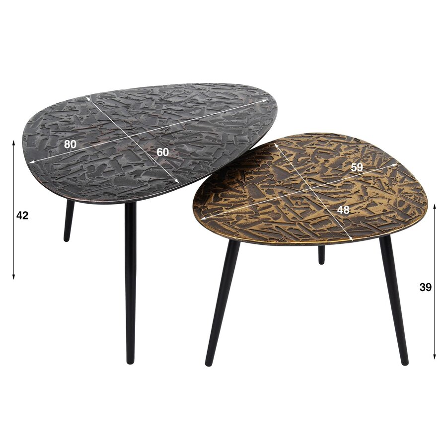 Patina Driehoekige Salontafel Set van 2