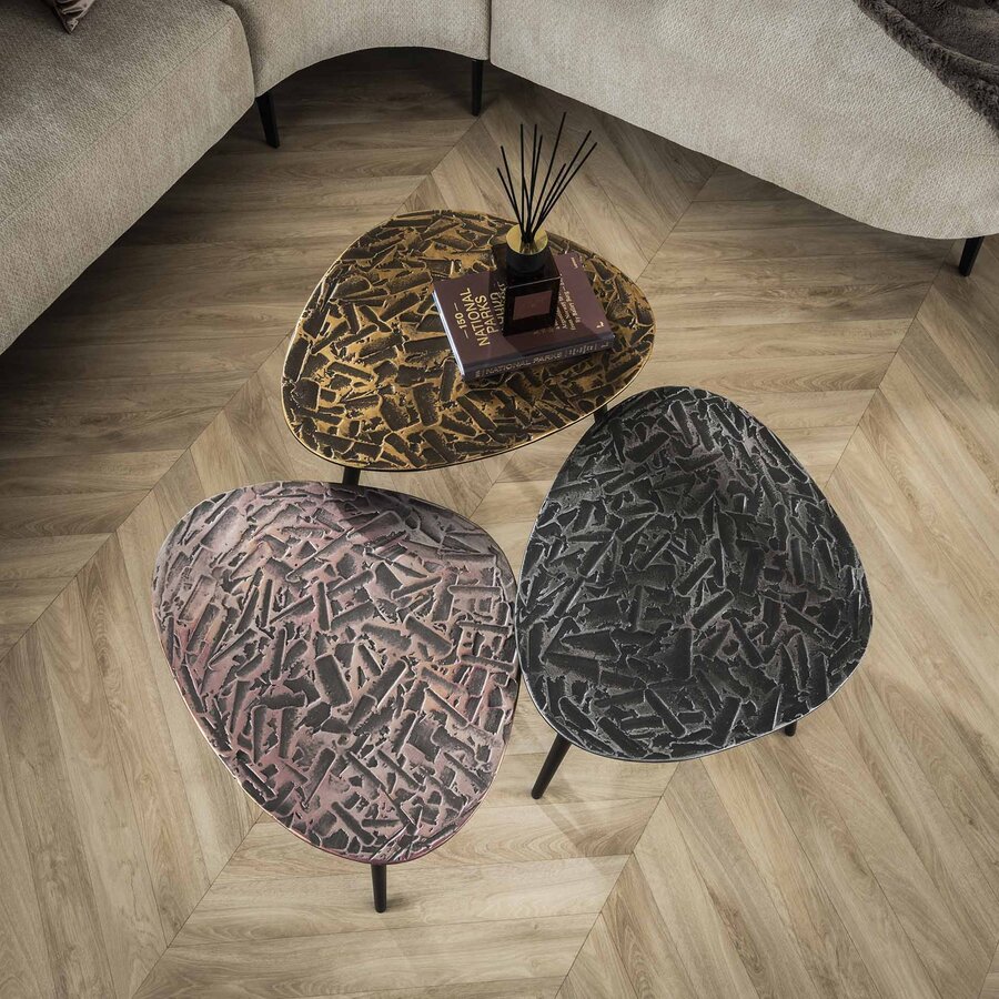 Patina Driehoekige Salontafel Set van 3 Patina Driehoekige Salontafel Set van 3