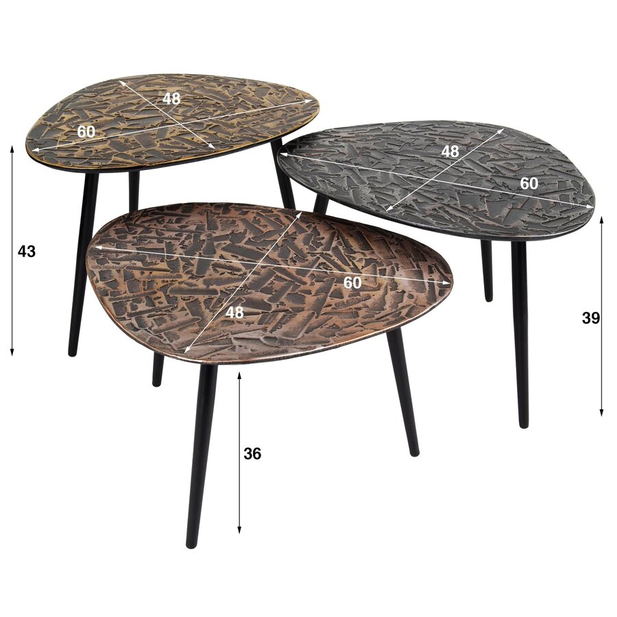 Patina Driehoekige Salontafel Set van 3 Patina Driehoekige Salontafel Set van 3