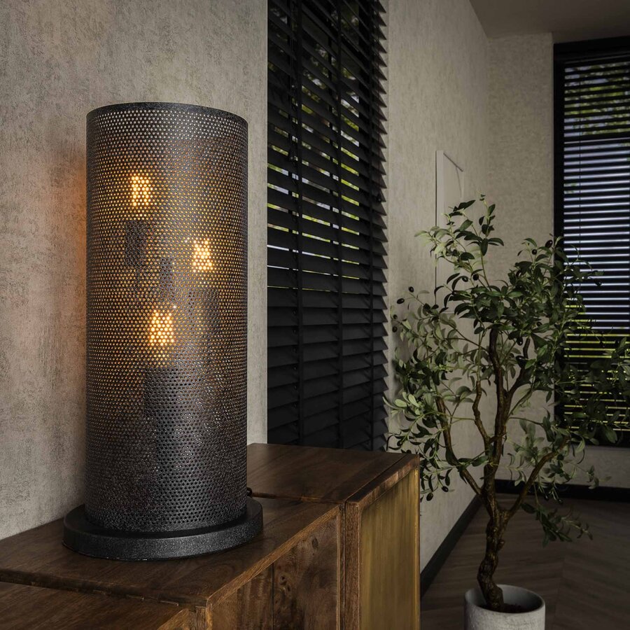 Koker Mesh Tafellamp 3L Artic Zwart Koker Mesh Tafellamp 3L Artic Zwart