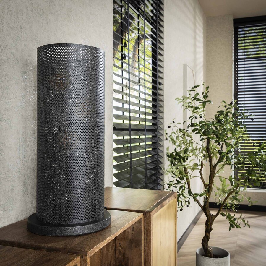 Koker Mesh Tafellamp 3L Artic Zwart Koker Mesh Tafellamp 3L Artic Zwart