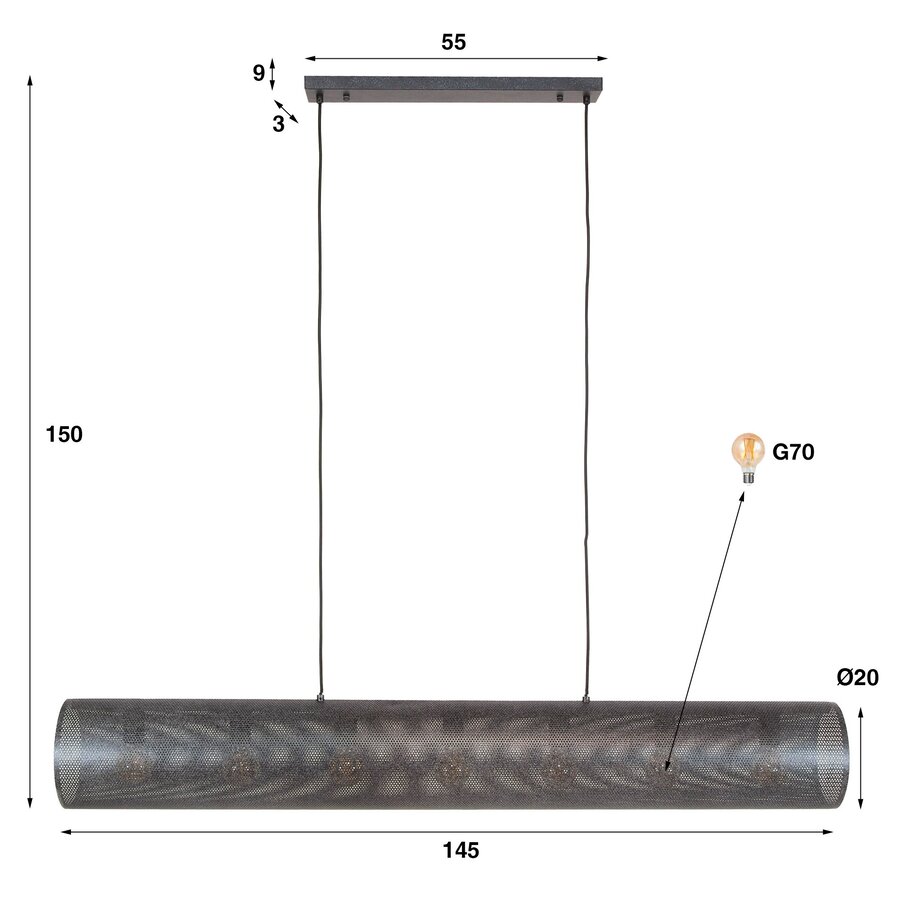 Koker Mesh XL Hanglamp Artic Zwart 7L Koker Mesh XL Hanglamp Artic Zwart 7L
