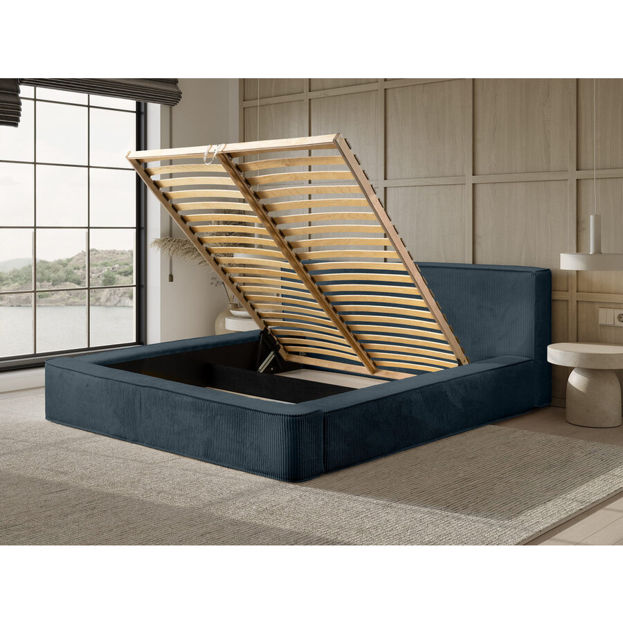 Harmon 140x200 cm Gestoffeerd Bed Navy Blauw