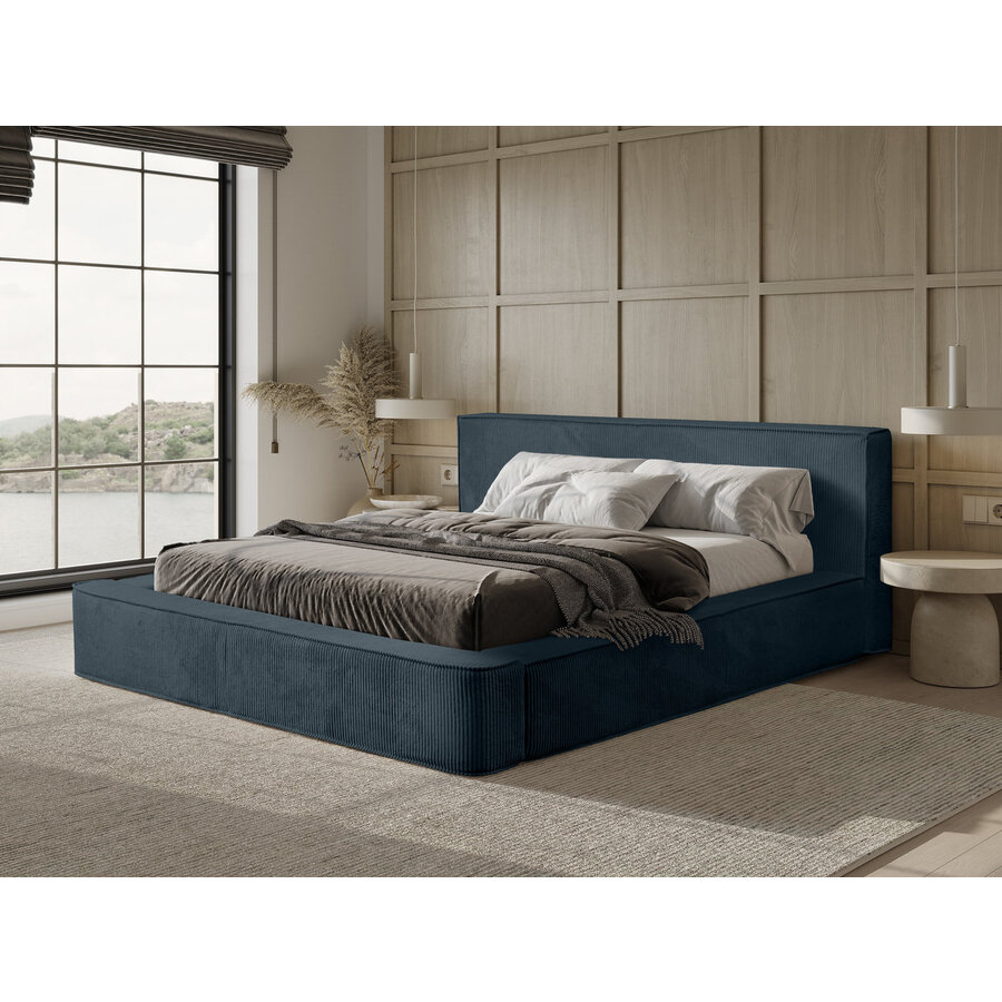 Harmon 140x200 cm Gestoffeerd Bed Navy Blauw