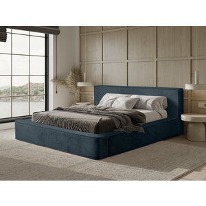 Trae Mobler Harmon 160x200 cm Gestoffeerd Bed Navy Blauw