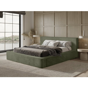 Trae Mobler Harmon 160x200 cm Gestoffeerd Bed Olijfgroen