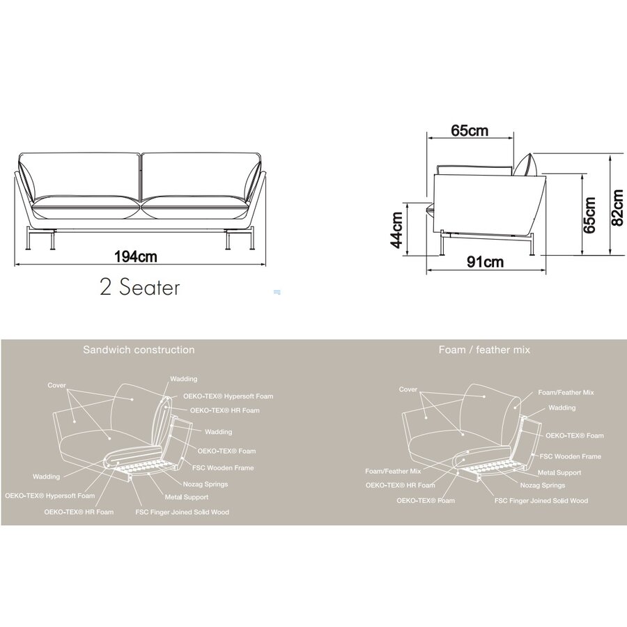 Hasle 2-zits Bank Lux Stoffig Zand Hasle 2-zits Bank Lux Stoffig Zand