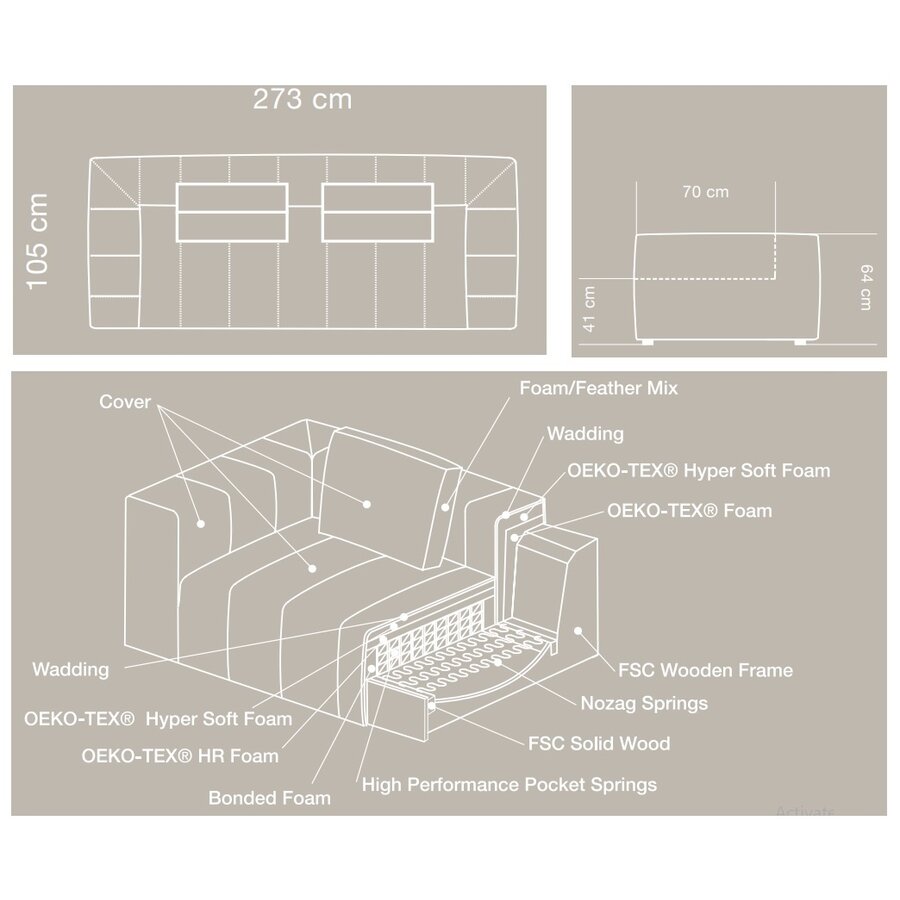 Kornum 3-zits Bank Houtskool Zwart Bouclé Kornum 3-zits Bank Houtskool Zwart Bouclé