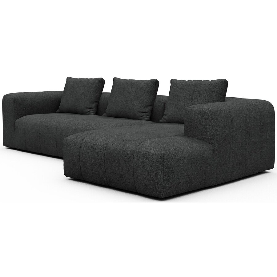 Kornum 2,5-Zits + Chaise Lounge Houtskool Zwart Bouclé Kornum 2,5-Zits + Chaise Lounge Houtskool Zwart Bouclé