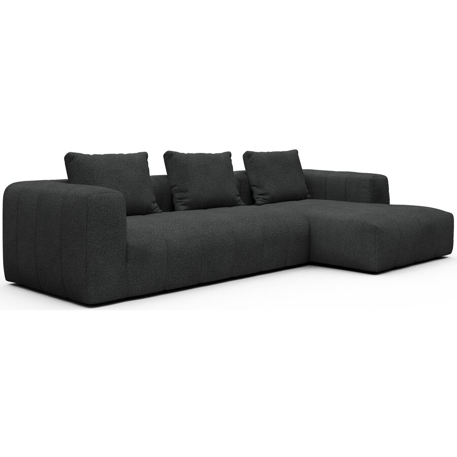 Kornum 2,5-Zits + Chaise Lounge Houtskool Zwart Bouclé Kornum 2,5-Zits + Chaise Lounge Houtskool Zwart Bouclé
