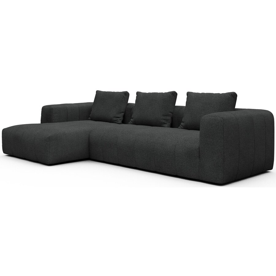 Kornum Chaise Lounge + 2,5-Zits Houtskool Zwart Bouclé Kornum Chaise Lounge + 2,5-Zits Houtskool Zwart Bouclé