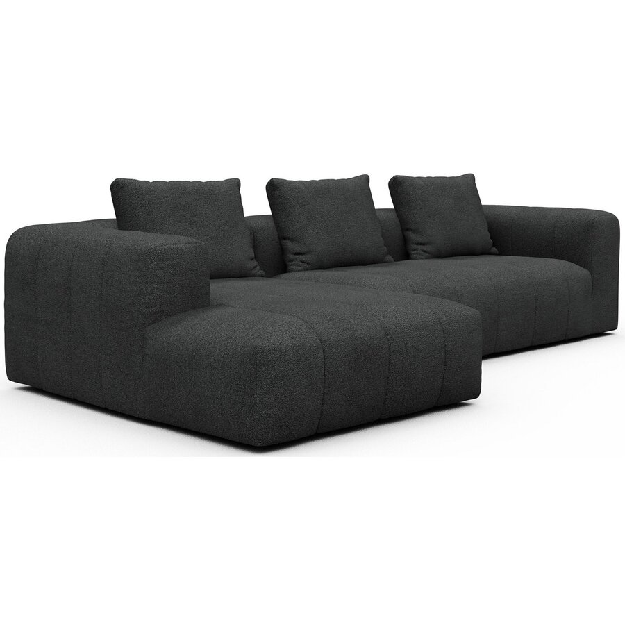 Kornum Chaise Lounge + 2,5-Zits Houtskool Zwart Bouclé Kornum Chaise Lounge + 2,5-Zits Houtskool Zwart Bouclé