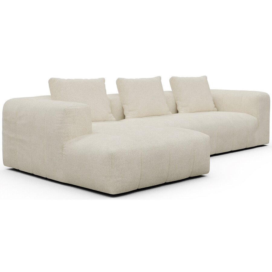 Kornum Chaise Lounge + 2,5-Zits Gebroken Wit Bouclé