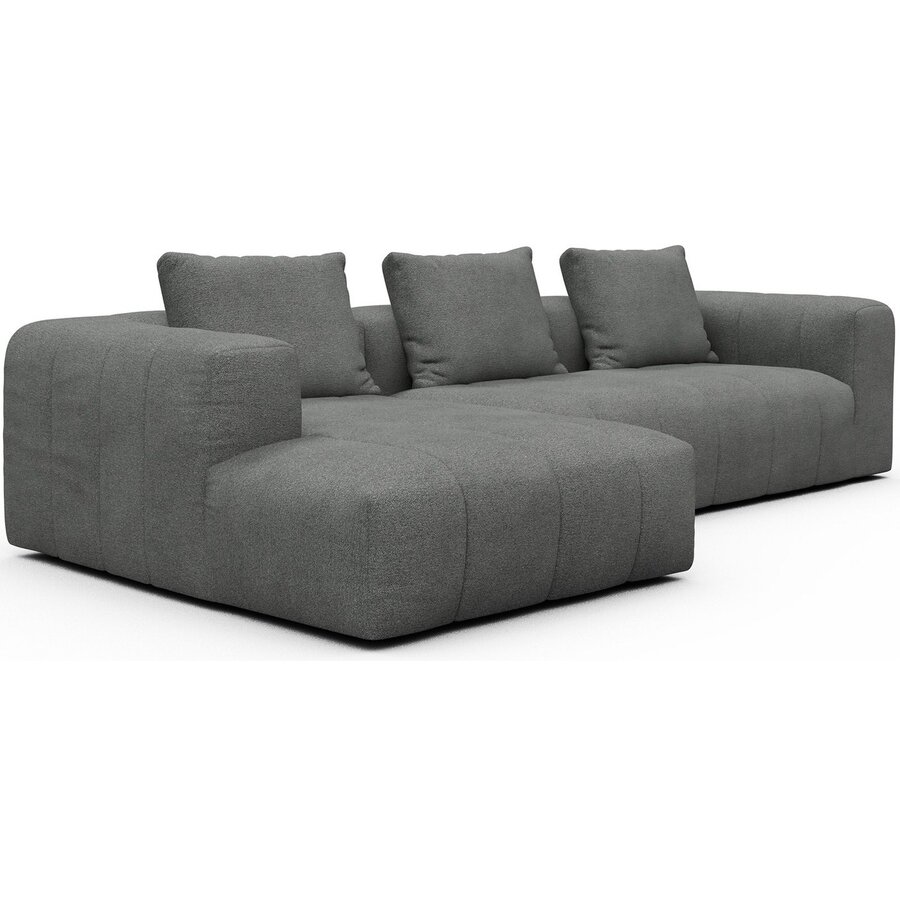 Kornum Chaise Lounge + 2,5-Zits Grijs Bouclé