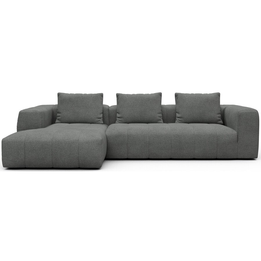 Kornum Chaise Lounge + 2,5-Zits Grijs Bouclé