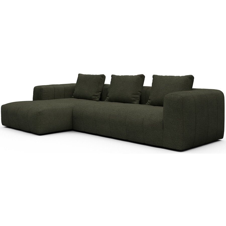 Kornum Chaise Lounge + 2,5-Zits Bosgroen Bouclé Kornum Chaise Lounge + 2,5-Zits Bosgroen Bouclé