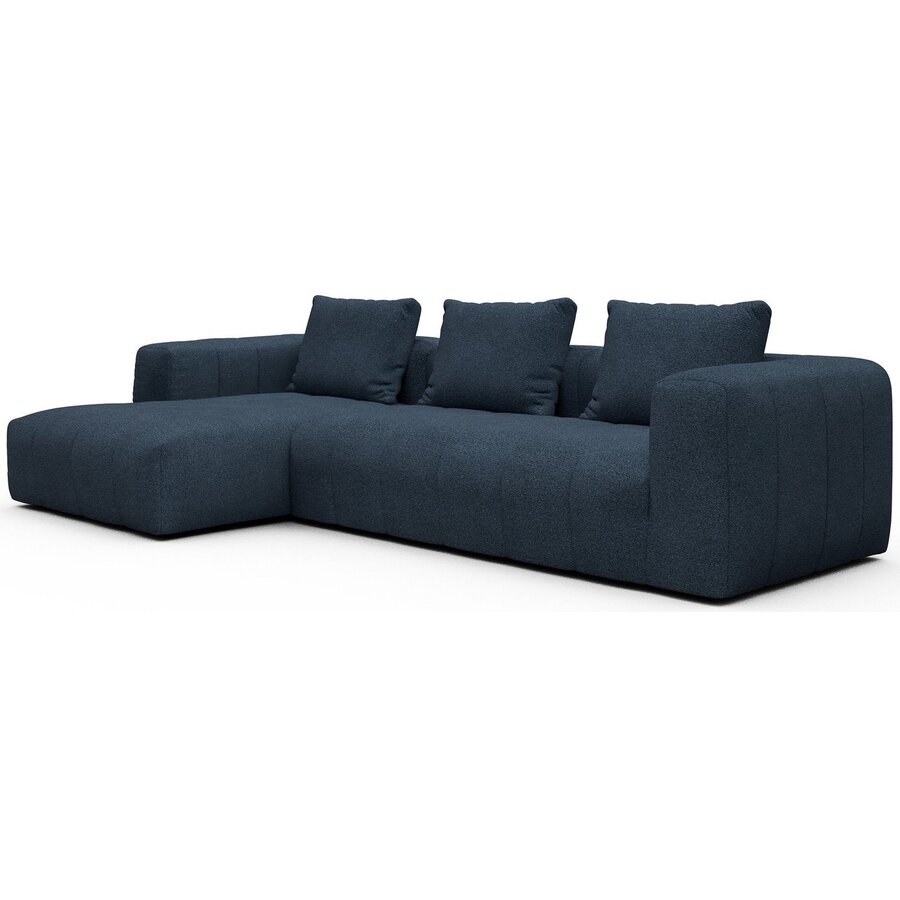 Kornum Chaise Lounge + 2,5-Zits Blauw Bouclé Kornum Chaise Lounge + 2,5-Zits Blauw Bouclé