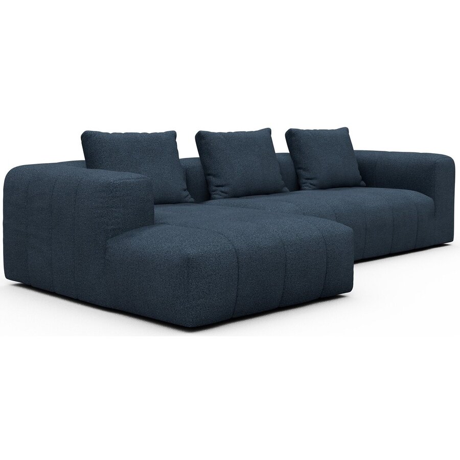 Kornum Chaise Lounge + 2,5-Zits Blauw Bouclé Kornum Chaise Lounge + 2,5-Zits Blauw Bouclé