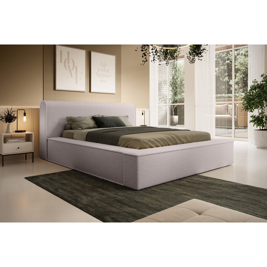 Fatima 140 x 200 cm Gestoffeerd Bed Taupe
