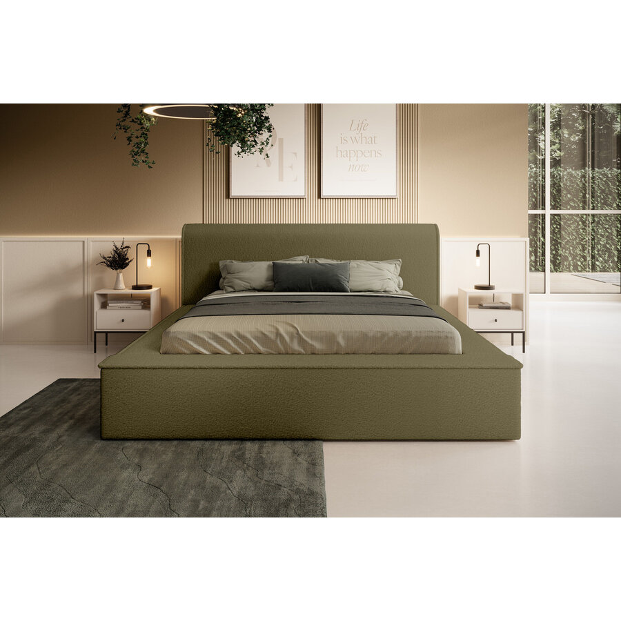Fatima 160 x 200 cm Gestoffeerd Bed Olijfgroen Fatima 160 x 200 cm Gestoffeerd Bed Olijfgroen